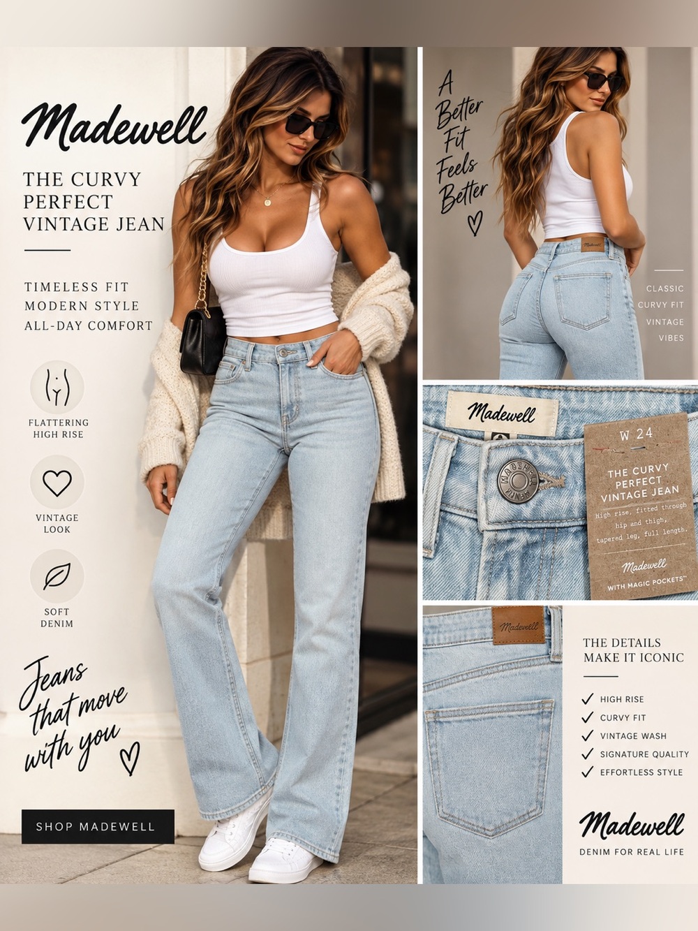 Madewell Curvy High-Rise Vintage Wash Women’s Jeans - Light Blue size 24